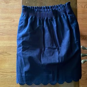 NWT j crew factory navy blue scalloped pull on skirt